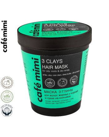 LE CAFE MIMI - Maska "3 Glinki" do włosów tłustych u nasady i suchych na końcach! 220ml