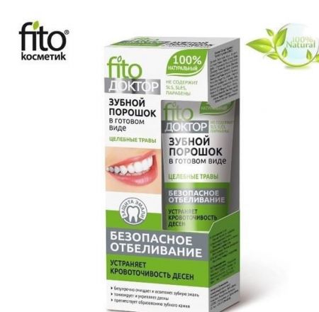 Fitokosmetik - Proszek do zębów w  formie gotowej pasty  "Zioła lecznicze" bezpieczne wybielanie! 45ml